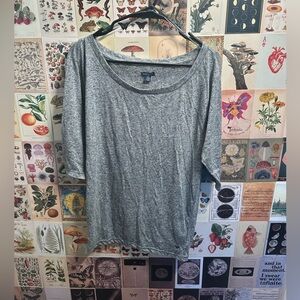 Medium AE Grey Scoop neck 3/4 length sleeve. Great condition.
